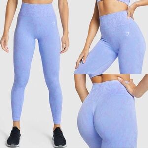 🦈Gymshark🐬Super Cute Cinched Seamless Workout leggings in Blue-Lilac Marble